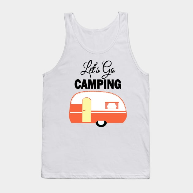 Let's Go Camping Retro Campers Pattern - Navy Blue Tank Top by JessDesigns